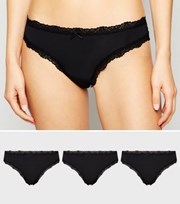 New Look 3 Pack Black Lace Thongs